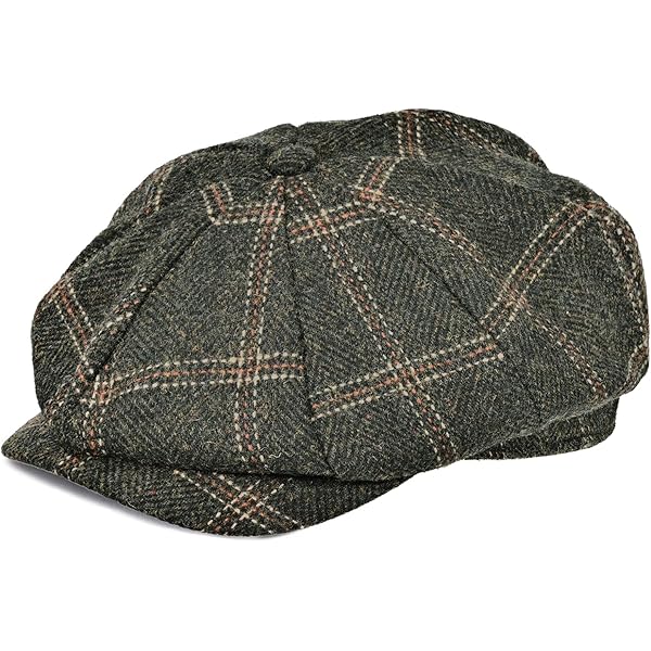 Hanna Hats Men's Donegal Tweed 8 Piece Cap Newsboy Cap Brown